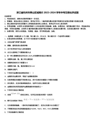浙江省杭州市萧山区城厢片2023-2024学年中考五模化学试题含解析.doc