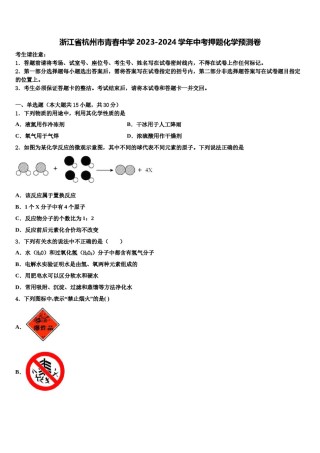 浙江省杭州市青春中学2023-2024学年中考押题化学预测卷含解析.doc