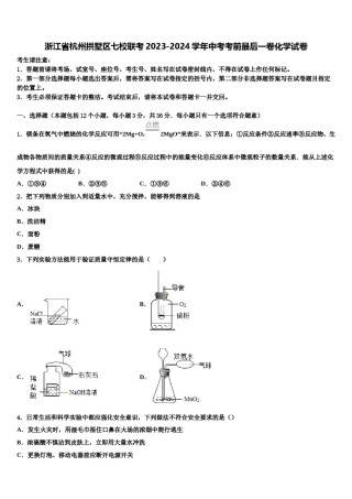 浙江省杭州拱墅区七校联考2023-2024学年中考考前最后一卷化学试卷含解析.doc