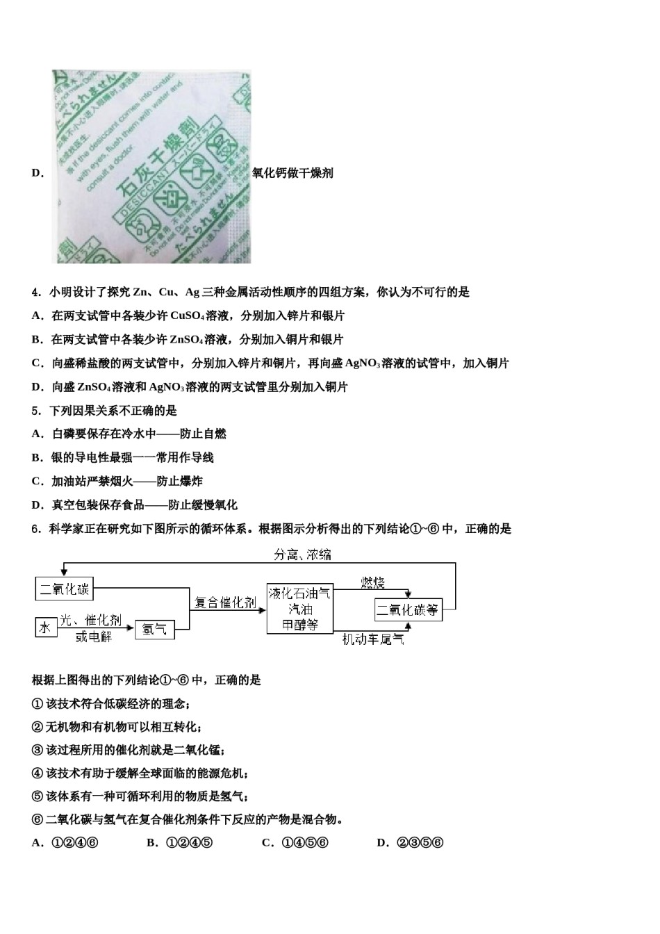 浙江省温州市瑞安市2024年中考化学最后冲刺模拟试卷含解析.doc_第2页