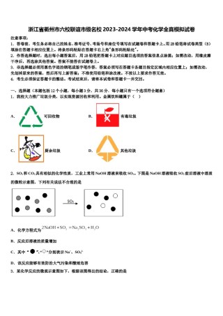 浙江省衢州市六校联谊市级名校2023-2024学年中考化学全真模拟试卷含解析.doc