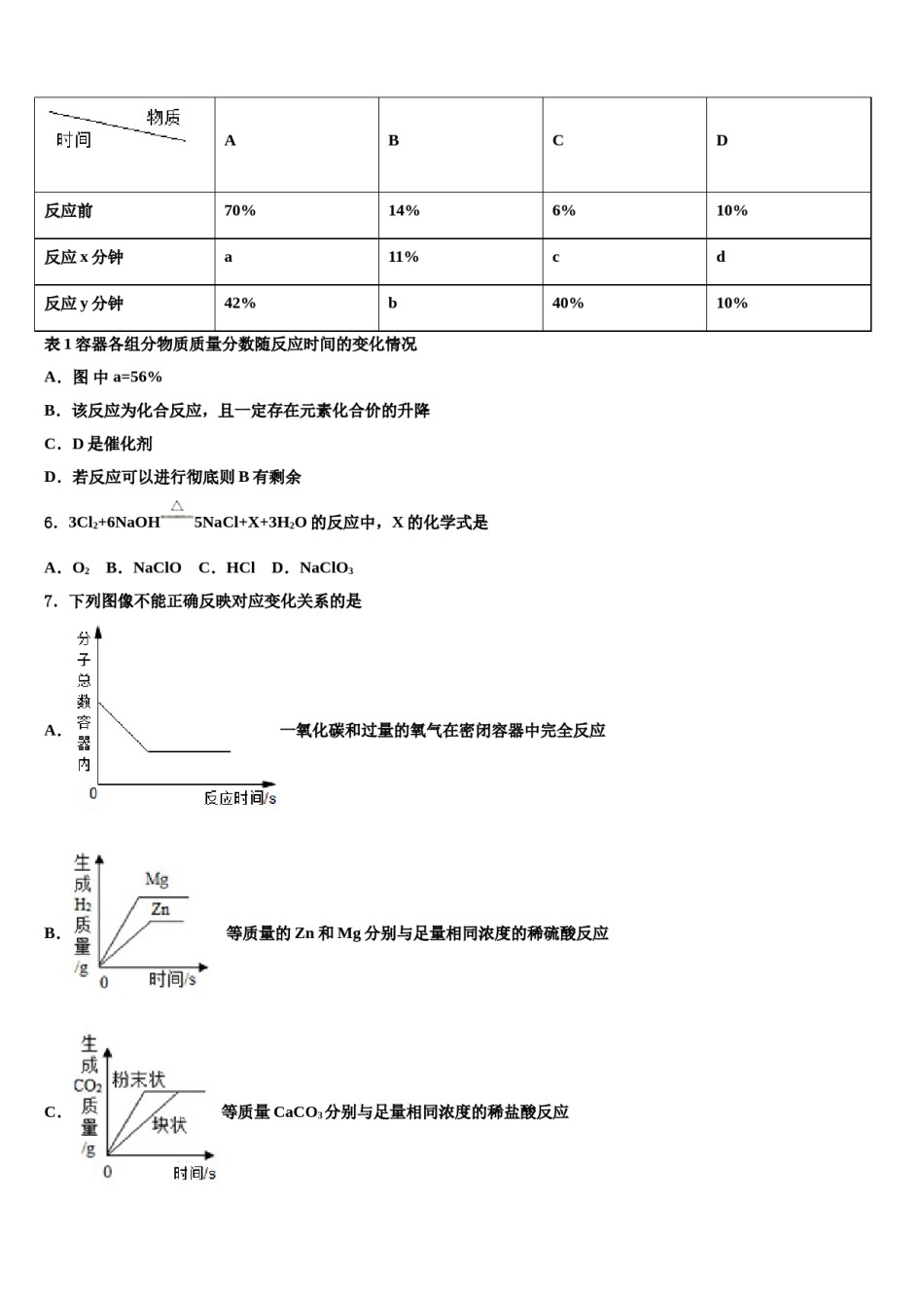 浙江省金华市四校2023-2024学年中考五模化学试题含解析.doc_第2页