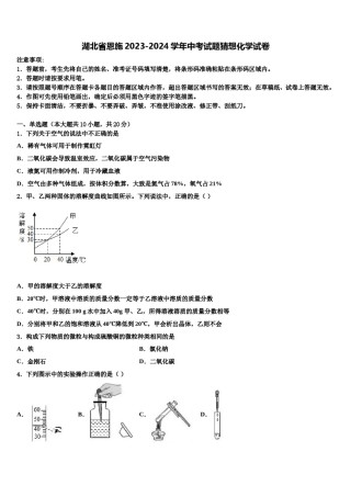 湖北省恩施2023-2024学年中考试题猜想化学试卷含解析.doc