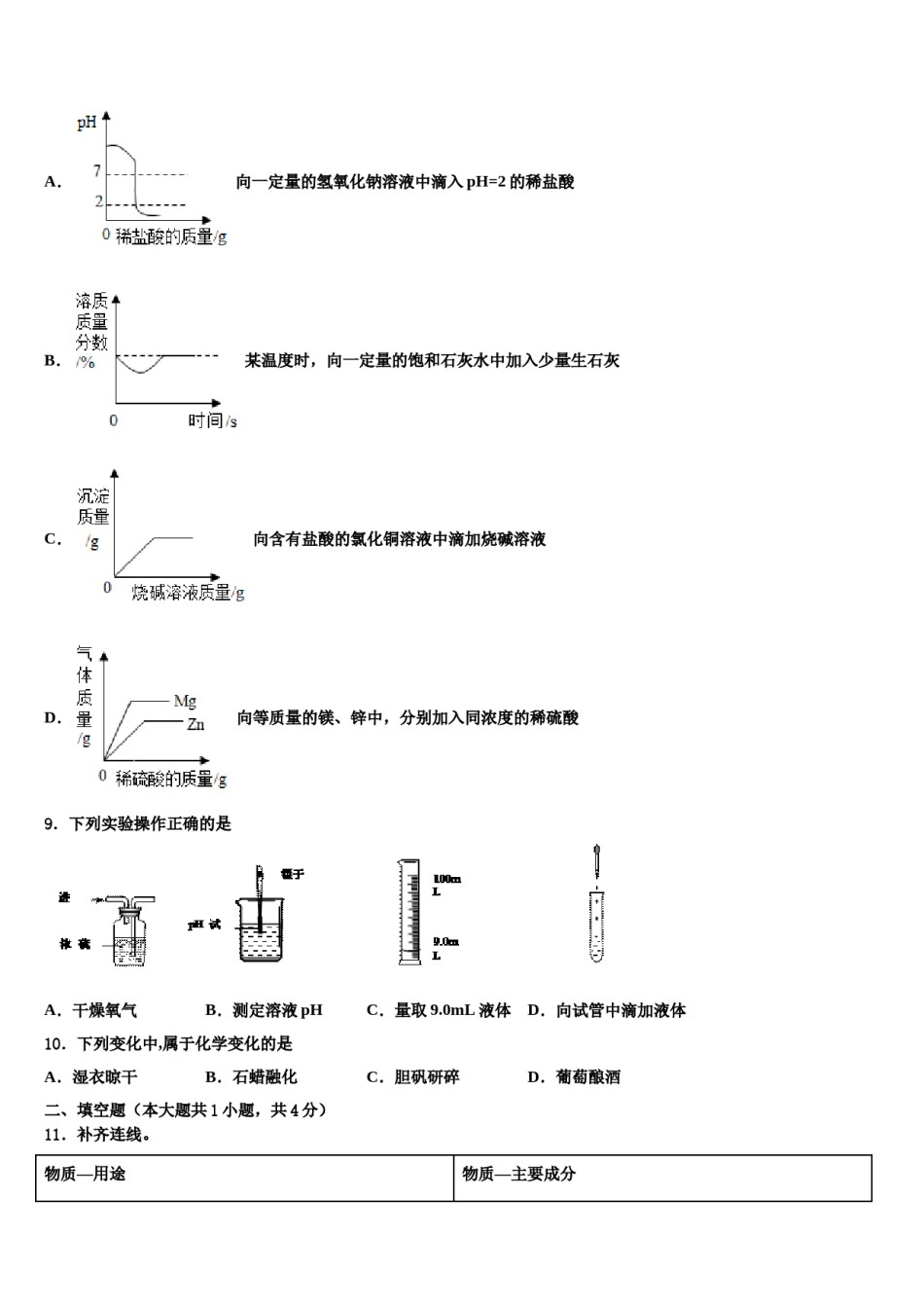 湖北省武汉市东湖高新区重点达标名校2024届初中化学毕业考试模拟冲刺卷含解析.doc_第3页