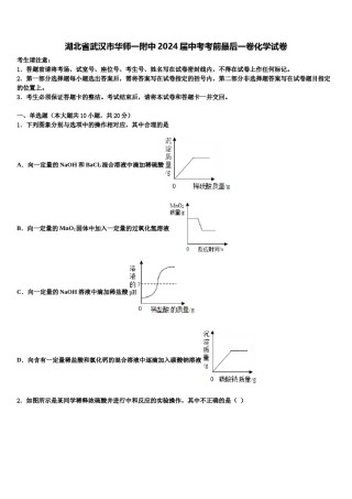 湖北省武汉市华师一附中2024届中考考前最后一卷化学试卷含解析.doc