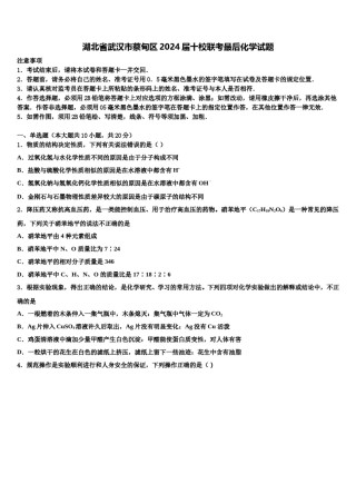 湖北省武汉市蔡甸区2024届十校联考最后化学试题含解析.doc