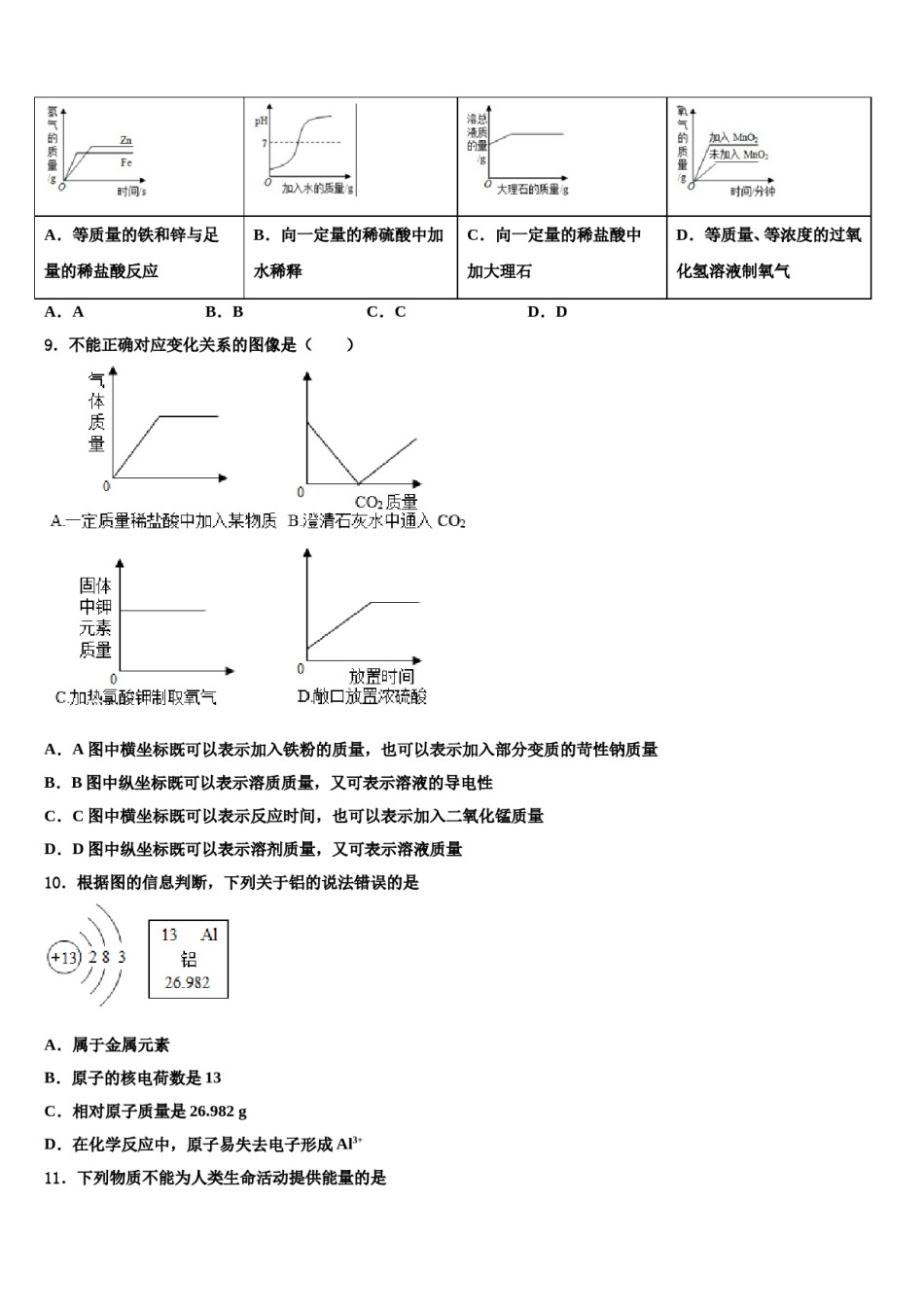 湖北省武汉市部分重点校2023-2024学年毕业升学考试模拟卷化学卷含解析.doc_第3页