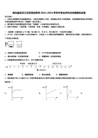 湖北省武汉江汉区四校联考2023-2024学年中考化学对点突破模拟试卷含解析.doc