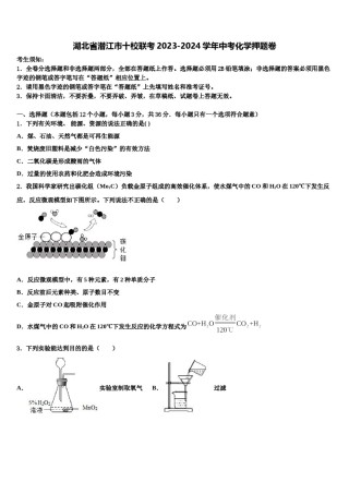 湖北省潜江市十校联考2023-2024学年中考化学押题卷含解析.doc
