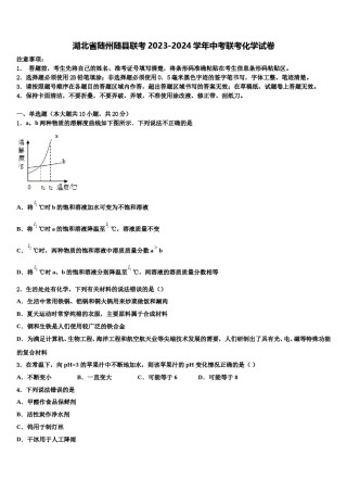 湖北省随州随县联考2023-2024学年中考联考化学试卷含解析.doc