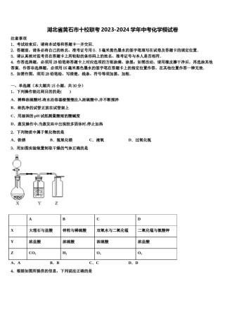 湖北省黄石市十校联考2023-2024学年中考化学模试卷含解析.doc