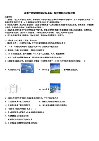 湖南广益实验中学2024年十校联考最后化学试题含解析.doc