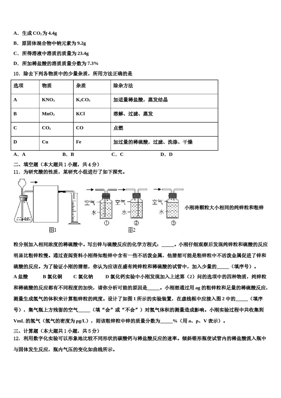 湖南省长沙市雨花区雅礼教育集团2024年中考化学适应性模拟试题含解析.doc_第2页