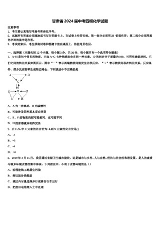 甘肃省2024届中考四模化学试题含解析.doc