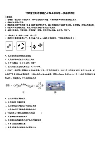 甘肃省兰州市联片办2024年中考一模化学试题含解析.doc