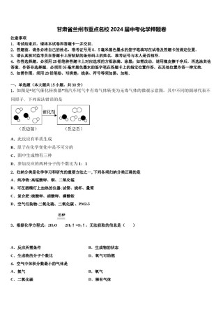 甘肃省兰州市重点名校2024届中考化学押题卷含解析.doc