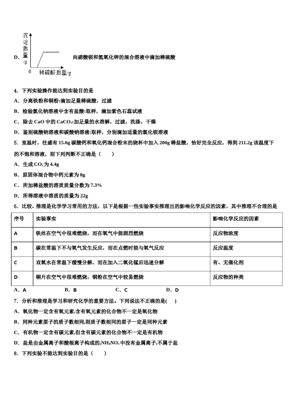 甘肃省古浪县黄花滩初级中学2023-2024学年毕业升学考试模拟卷化学卷含解析.doc_第2页