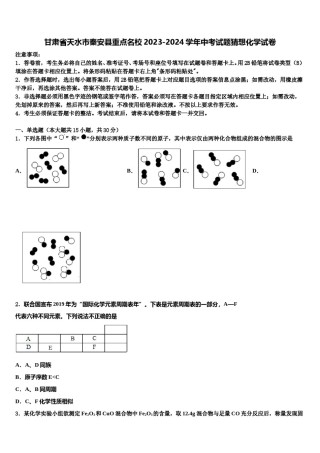 甘肃省天水市秦安县重点名校2023-2024学年中考试题猜想化学试卷含解析.doc
