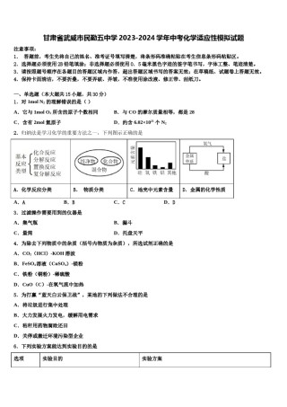 甘肃省武威市民勤五中学2023-2024学年中考化学适应性模拟试题含解析.doc