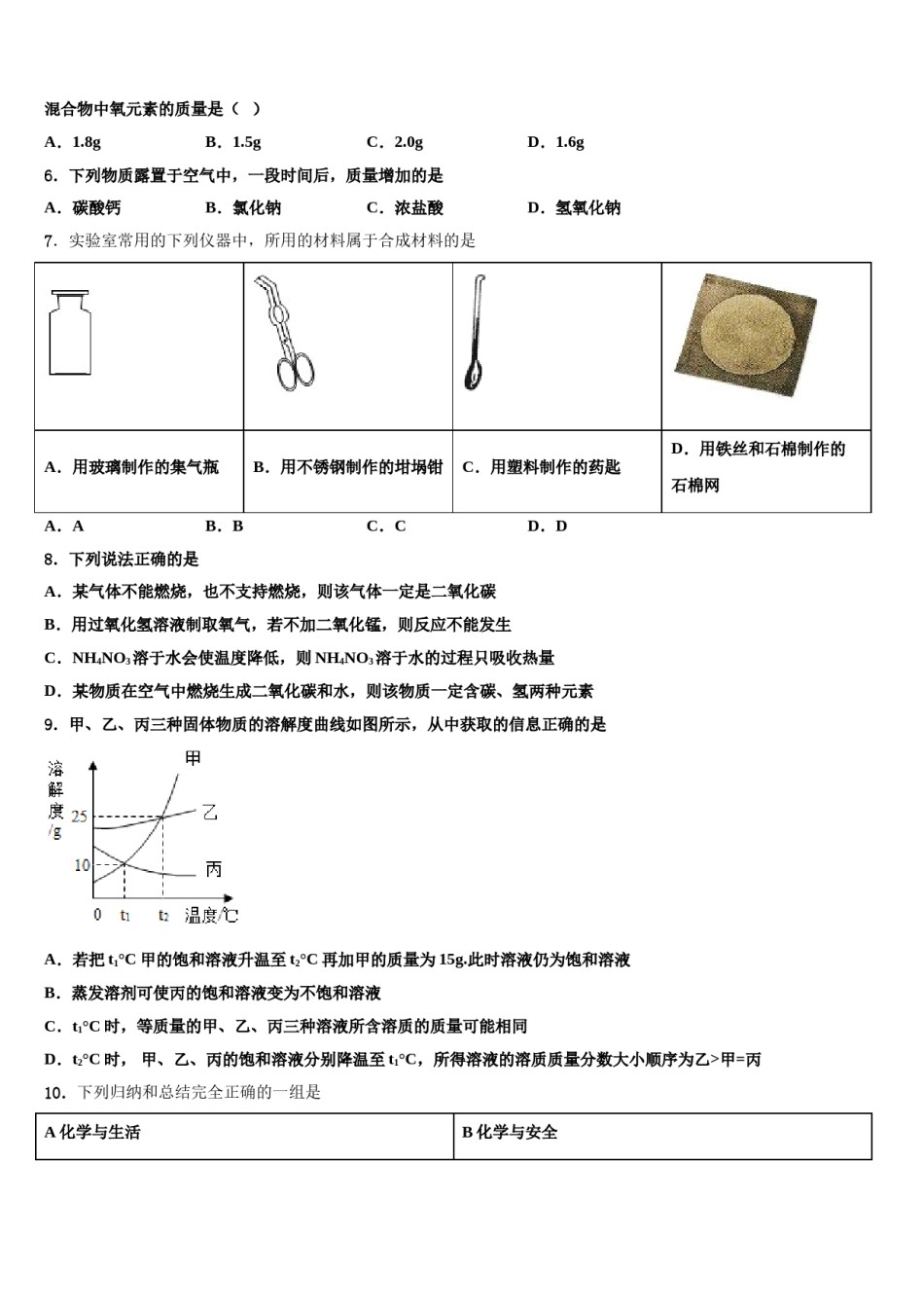 甘肃省武威第五中学2023-2024学年中考试题猜想化学试卷含解析.doc_第2页