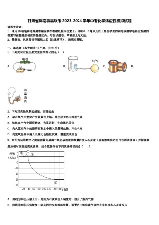 甘肃省陇南徽县联考2023-2024学年中考化学适应性模拟试题含解析.doc