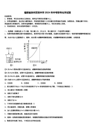 福建省泉州实验中学2024年中考联考化学试题含解析.doc