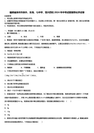 福建省泉州市泉外、东海、七中学、恒兴四校2024年中考试题猜想化学试卷含解析.doc