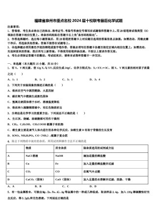 福建省泉州市重点名校2024届十校联考最后化学试题含解析.doc
