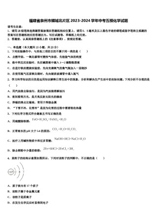 福建省泉州市鲤城北片区2023-2024学年中考五模化学试题含解析.doc