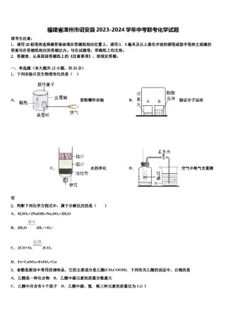 福建省漳州市诏安县2023-2024学年中考联考化学试题含解析.doc