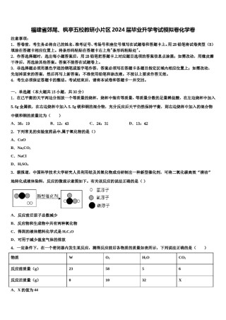 福建省郊尾、枫亭五校教研小片区2024届毕业升学考试模拟卷化学卷含解析.doc
