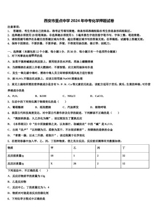 西安市重点中学2024年中考化学押题试卷含解析.doc