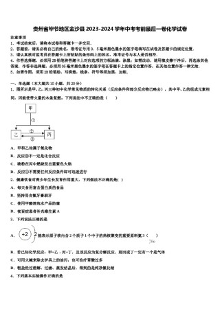 贵州省毕节地区金沙县2023-2024学年中考考前最后一卷化学试卷含解析.doc