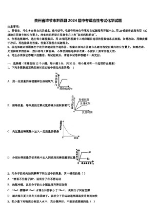 贵州省毕节市黔西县2024届中考适应性考试化学试题含解析.doc