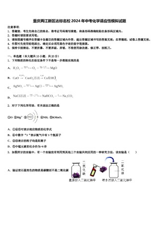 重庆两江新区达标名校2024年中考化学适应性模拟试题含解析.doc
