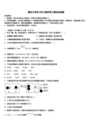 重庆八中学2024届中考二模化学试题含解析.doc