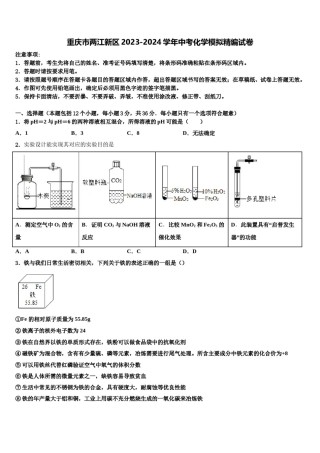 重庆市两江新区2023-2024学年中考化学模拟精编试卷含解析.doc