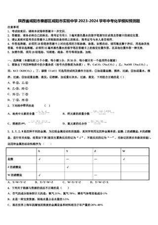 陕西省咸阳市秦都区咸阳市实验中学2023-2024学年中考化学模拟预测题含解析.doc