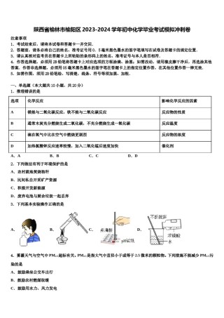 陕西省榆林市榆阳区2023-2024学年初中化学毕业考试模拟冲刺卷含解析.doc