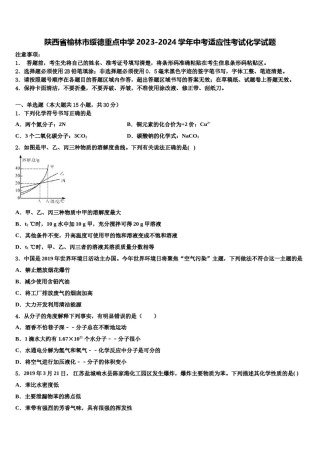 陕西省榆林市绥德重点中学2023-2024学年中考适应性考试化学试题含解析.doc
