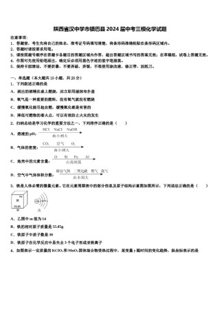 陕西省汉中学市镇巴县2024届中考三模化学试题含解析.doc