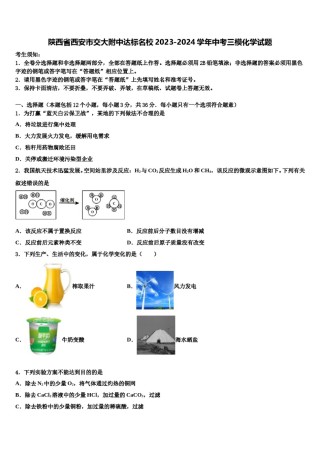 陕西省西安市交大附中达标名校2023-2024学年中考三模化学试题含解析.doc