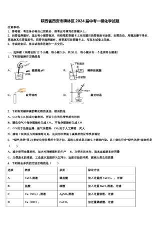 陕西省西安市碑林区2024届中考一模化学试题含解析.doc