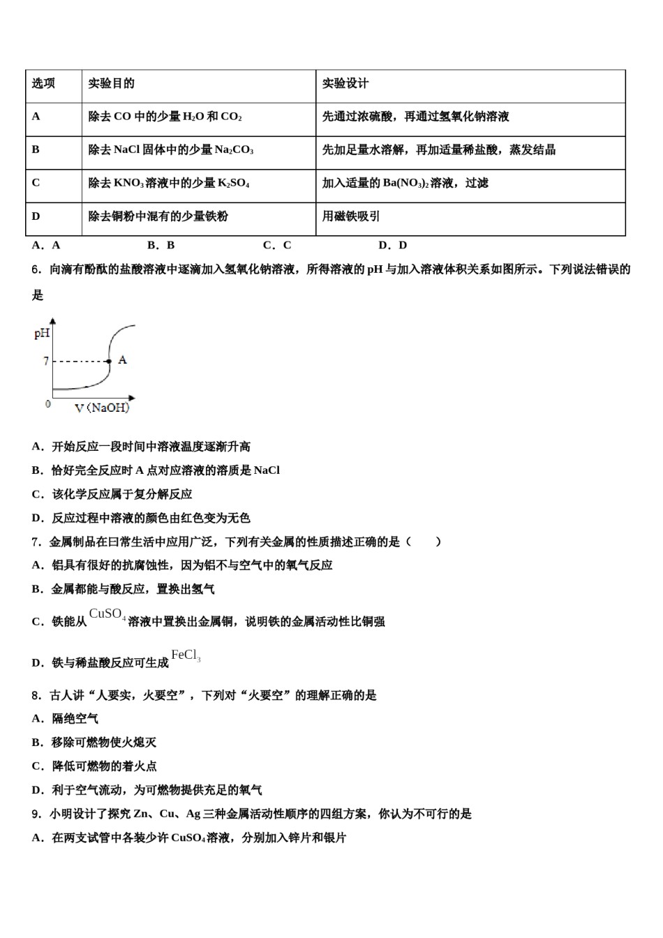 陕西省西安市西北工业大附属中学2023-2024学年中考一模化学试题含解析.doc_第2页