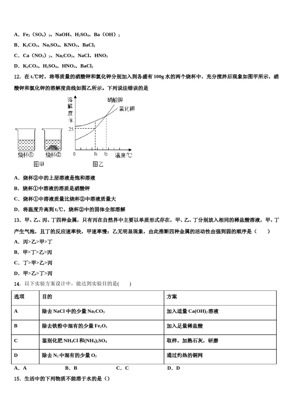陕西省西安市西工大附中2024年中考二模化学试题含解析.doc_第3页