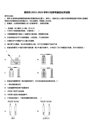 黄冈市2023-2024学年十校联考最后化学试题含解析.doc