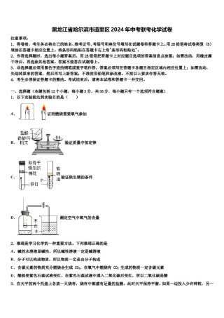 黑龙江省哈尔滨市道里区2024年中考联考化学试卷含解析.doc