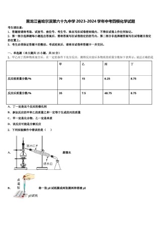 黑龙江省哈尔滨第六十九中学2023-2024学年中考四模化学试题含解析.doc