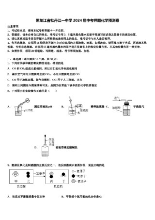 黑龙江省牡丹江一中学2024届中考押题化学预测卷含解析.doc