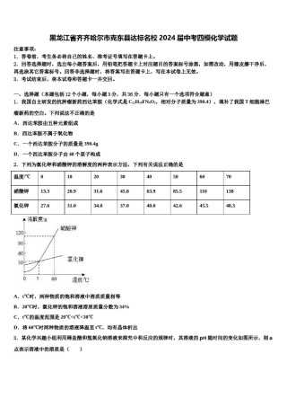 黑龙江省齐齐哈尔市克东县达标名校2024届中考四模化学试题含解析.doc